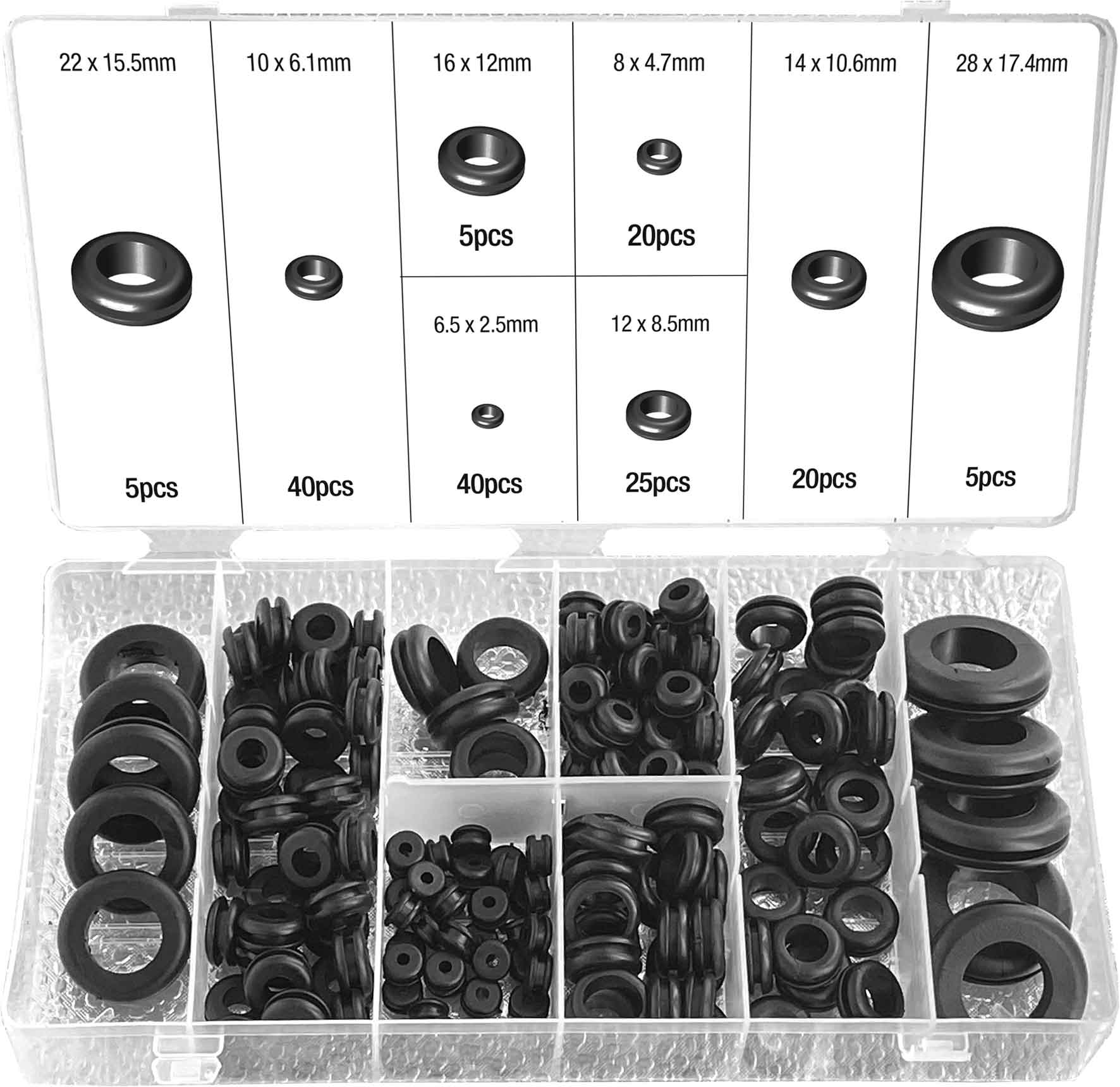 180pc RUBBER GROMMETS