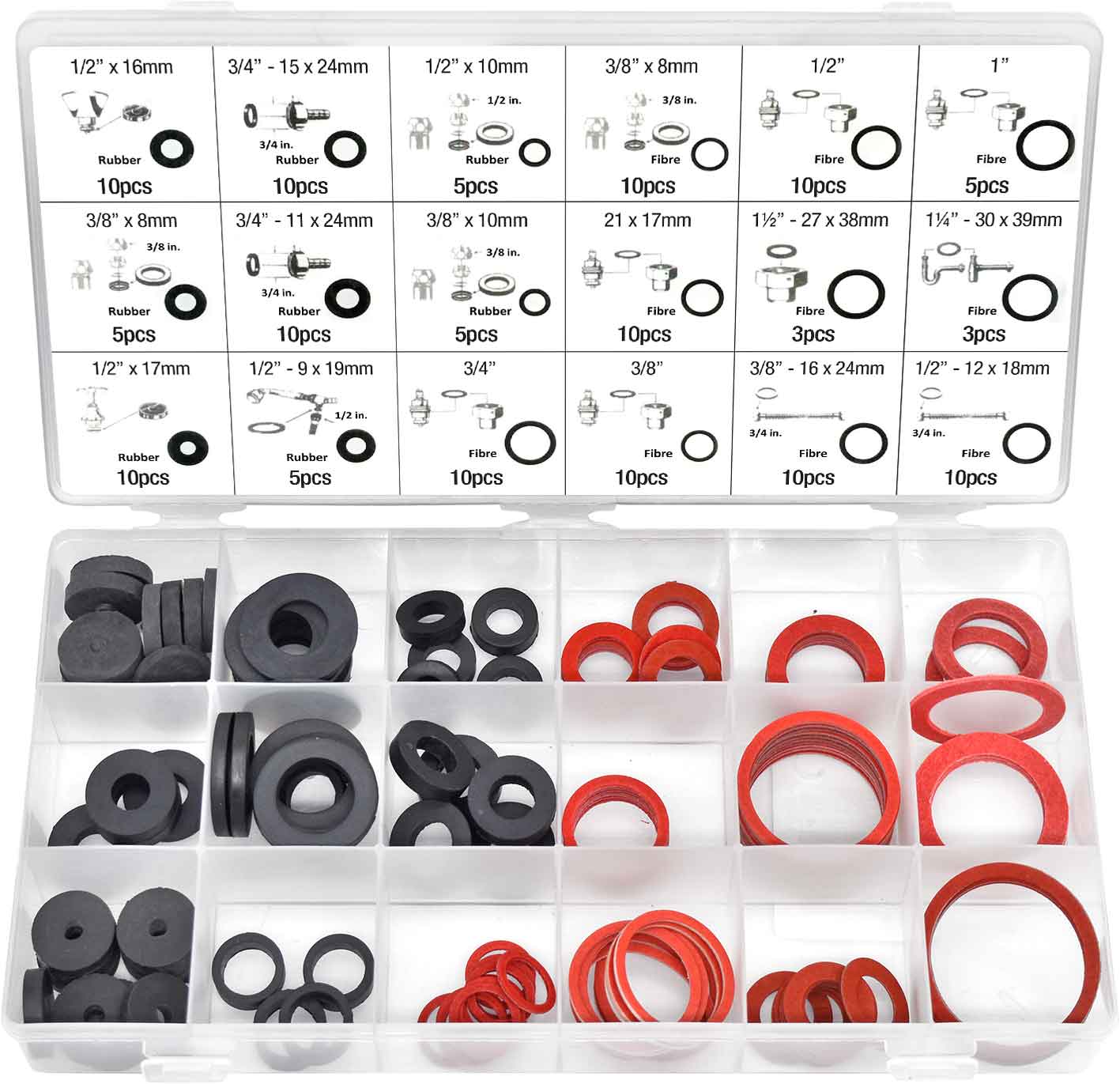 141pc RUBBER & FIBRE WASHERS