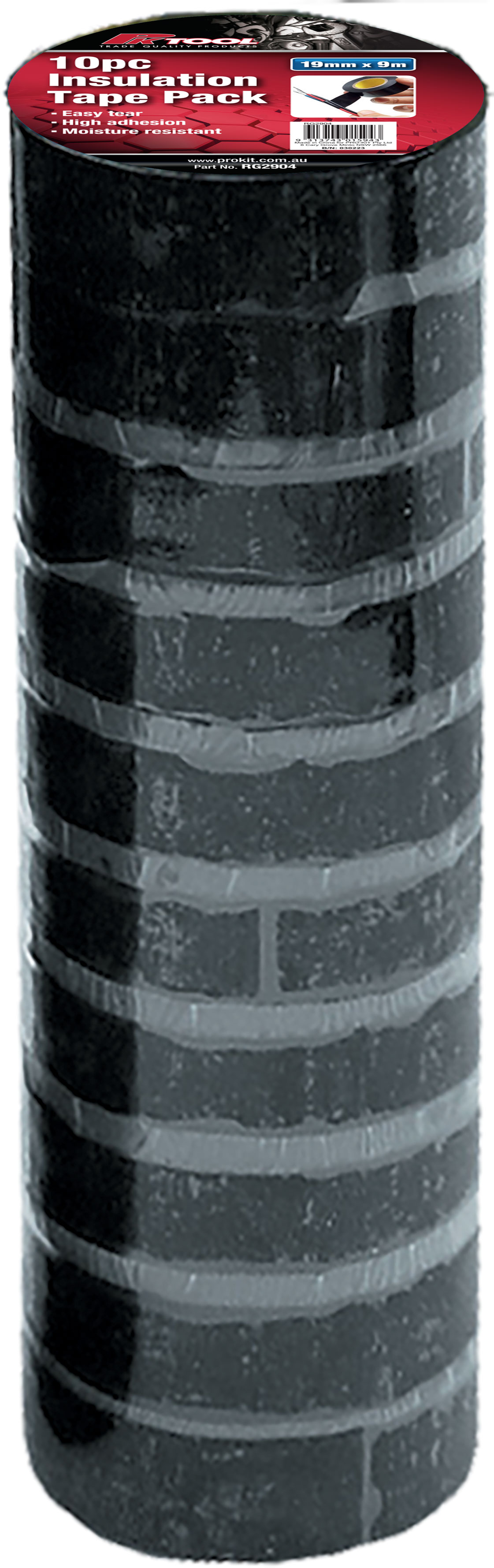 19mm INSULATION BLACK TAPE 10 9mtr ROLL/PACK