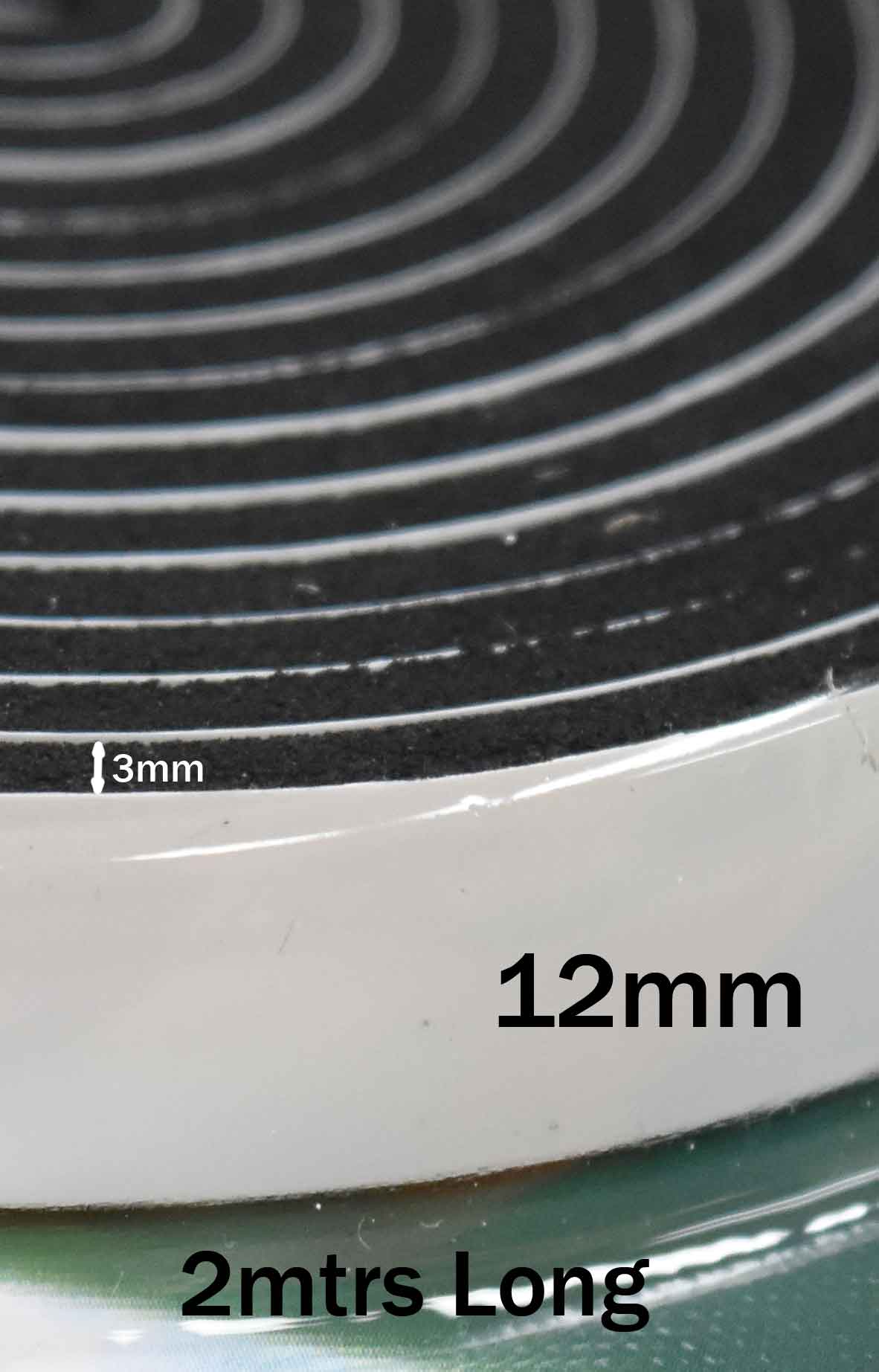 TAPE – WEATHERSTRIP FOAM BLACK 12MM X 3MM X 2M