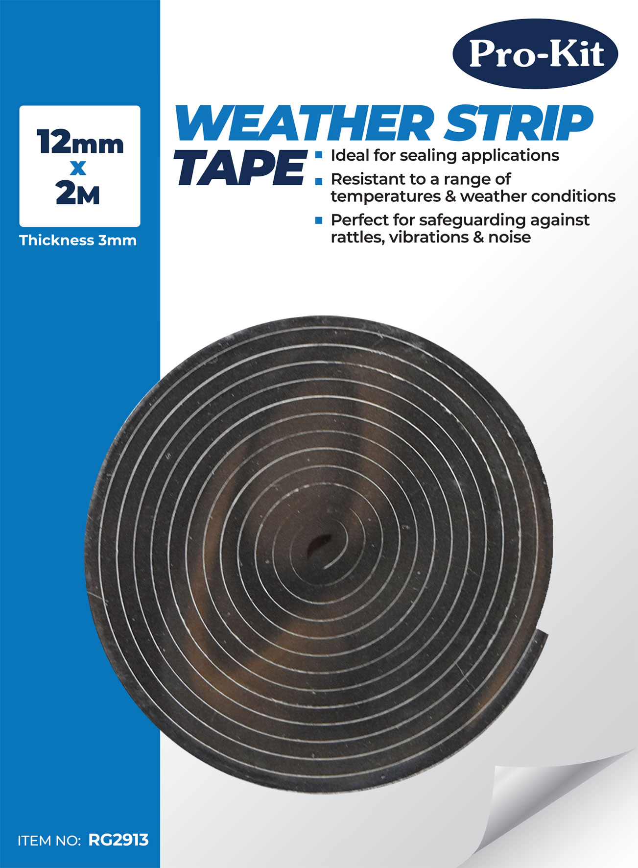 TAPE – WEATHERSTRIP FOAM BLACK 12MM X 3MM X 2M