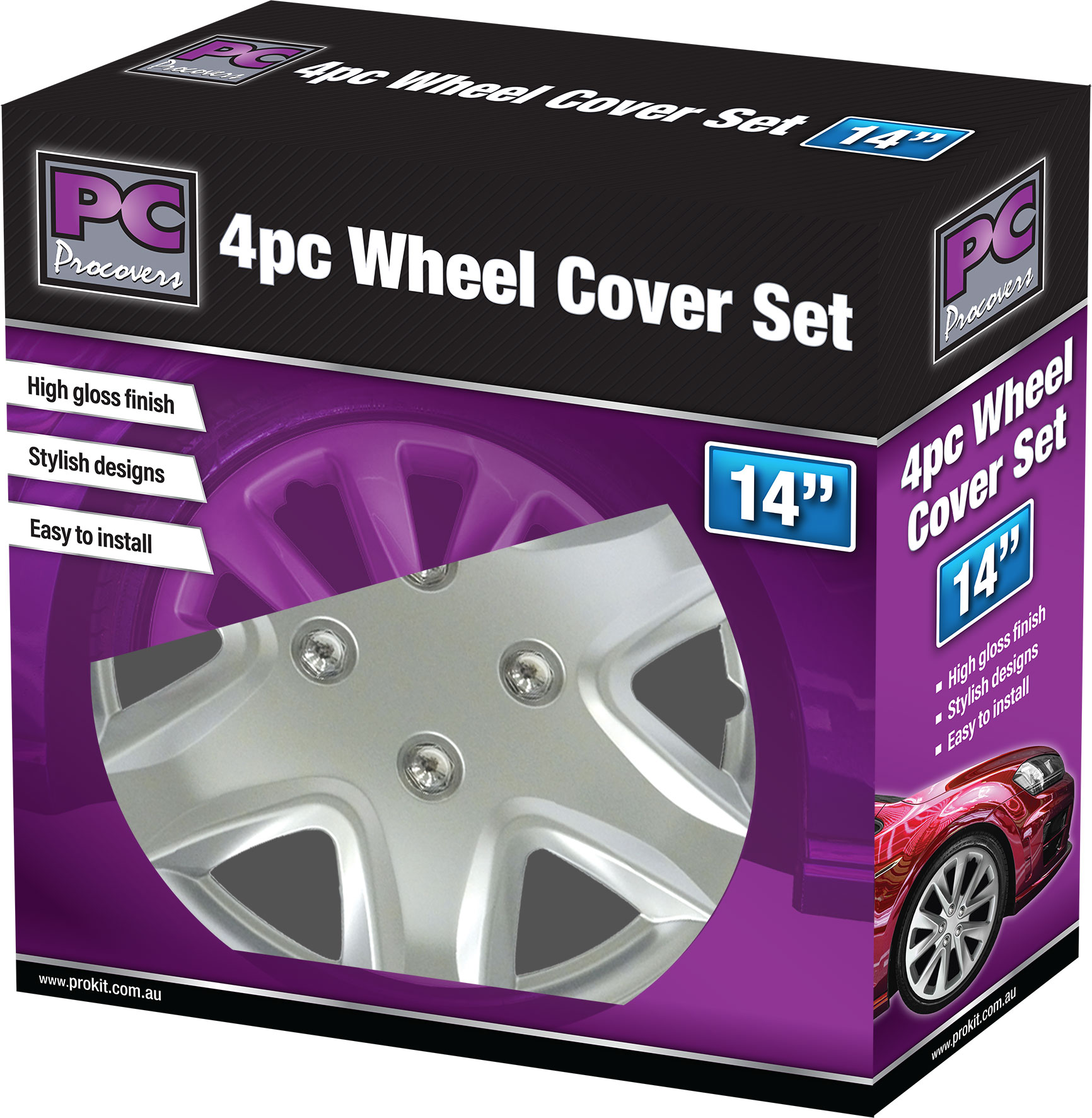 4pc 14″ Silver Wheel Cover Set