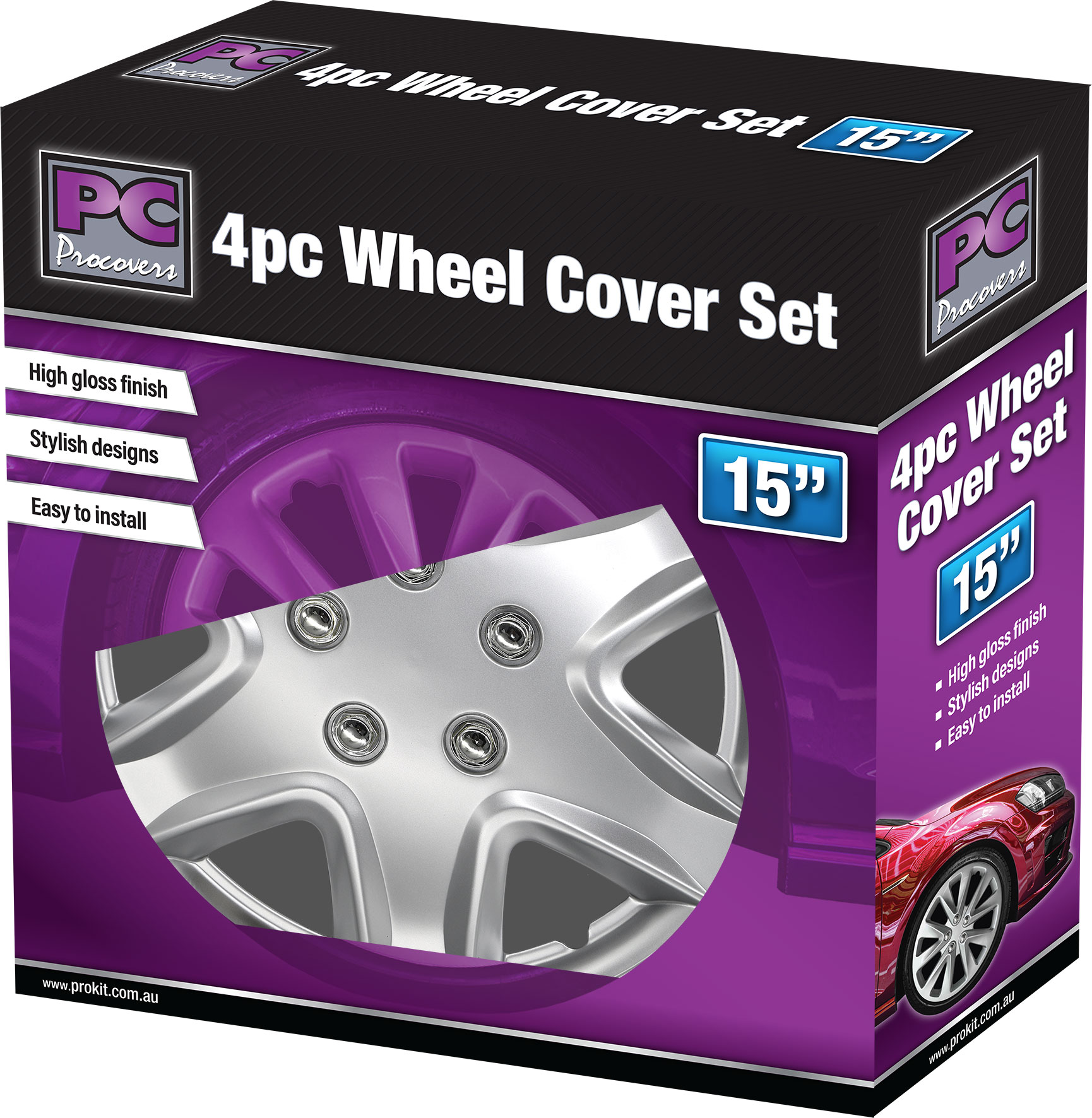 4pc 15″ Silver Wheel Cover Set