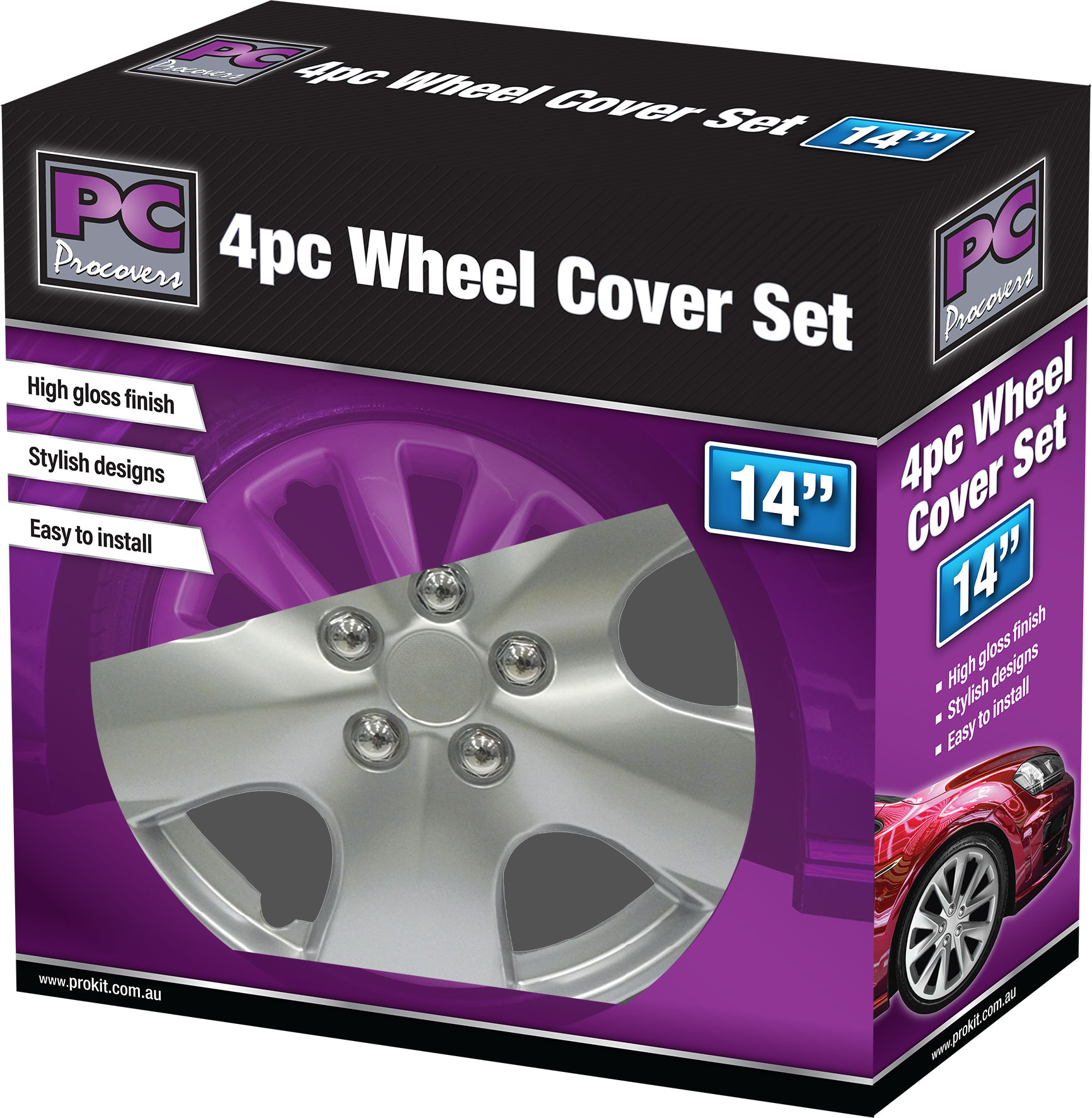 4pc 14″ Silver Wheel Cover Set
