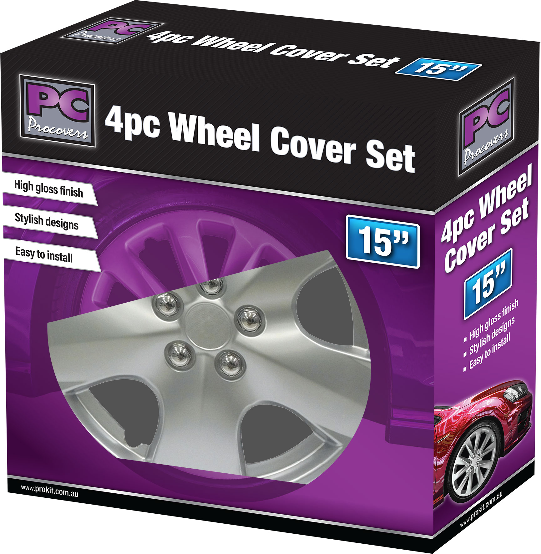 4pc 15″ Silver Wheel Cover Set