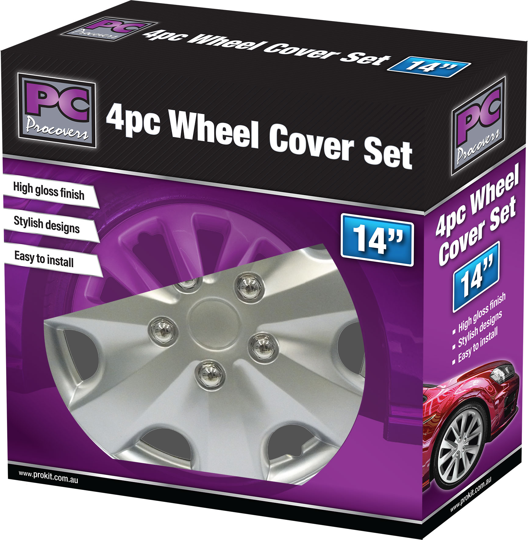 4pc 14″ Silver Wheel Cover Set