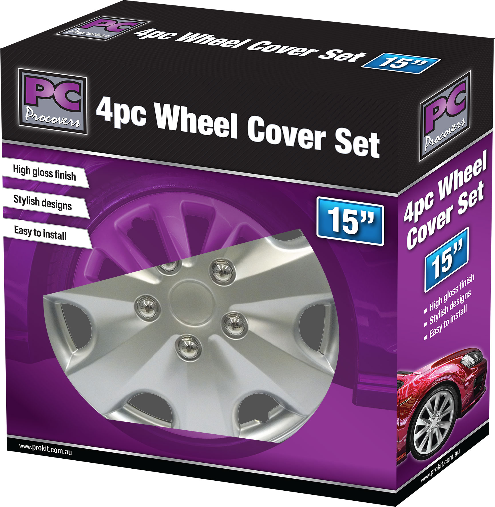 4pc 15″ Silver Wheel Cover Set