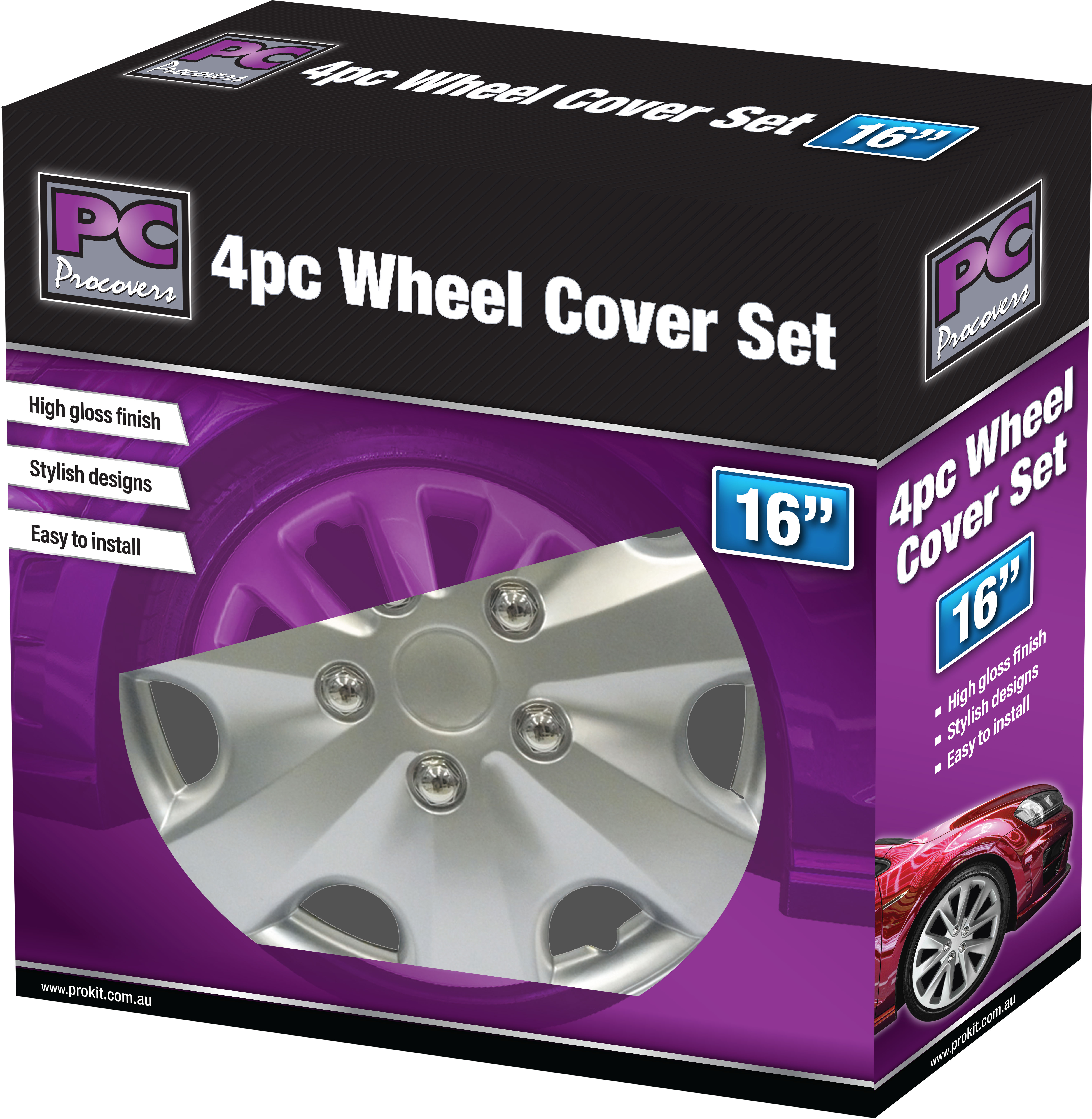 4pc 16″ Silver Wheel Cover Set