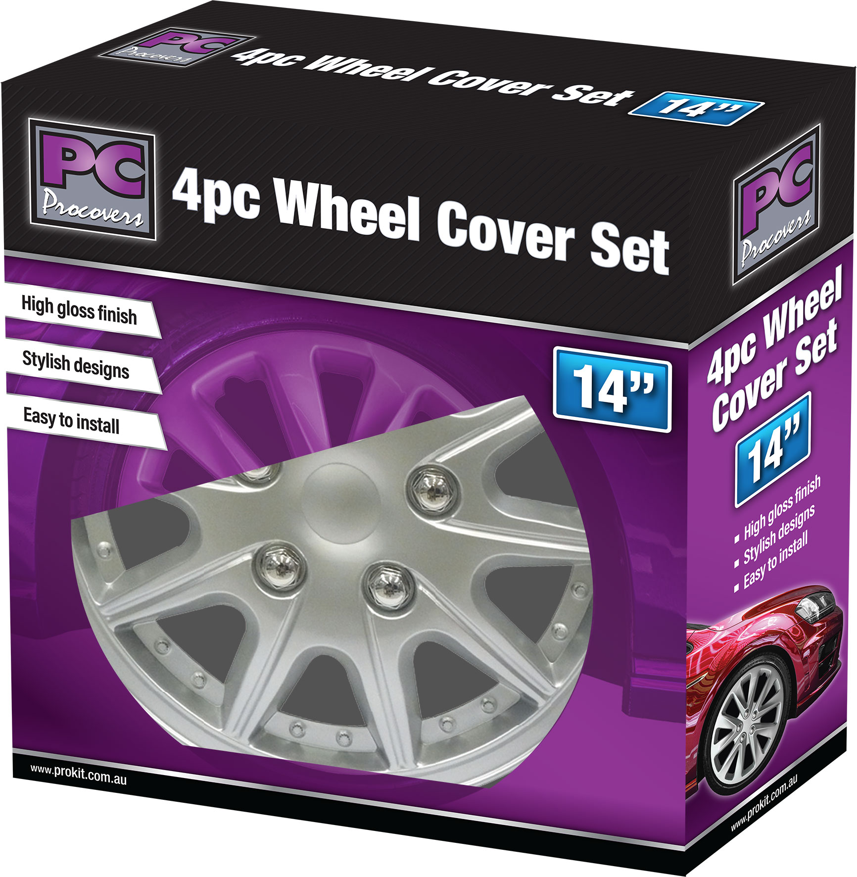 4pc 14″ Silver Wheel Cover Set