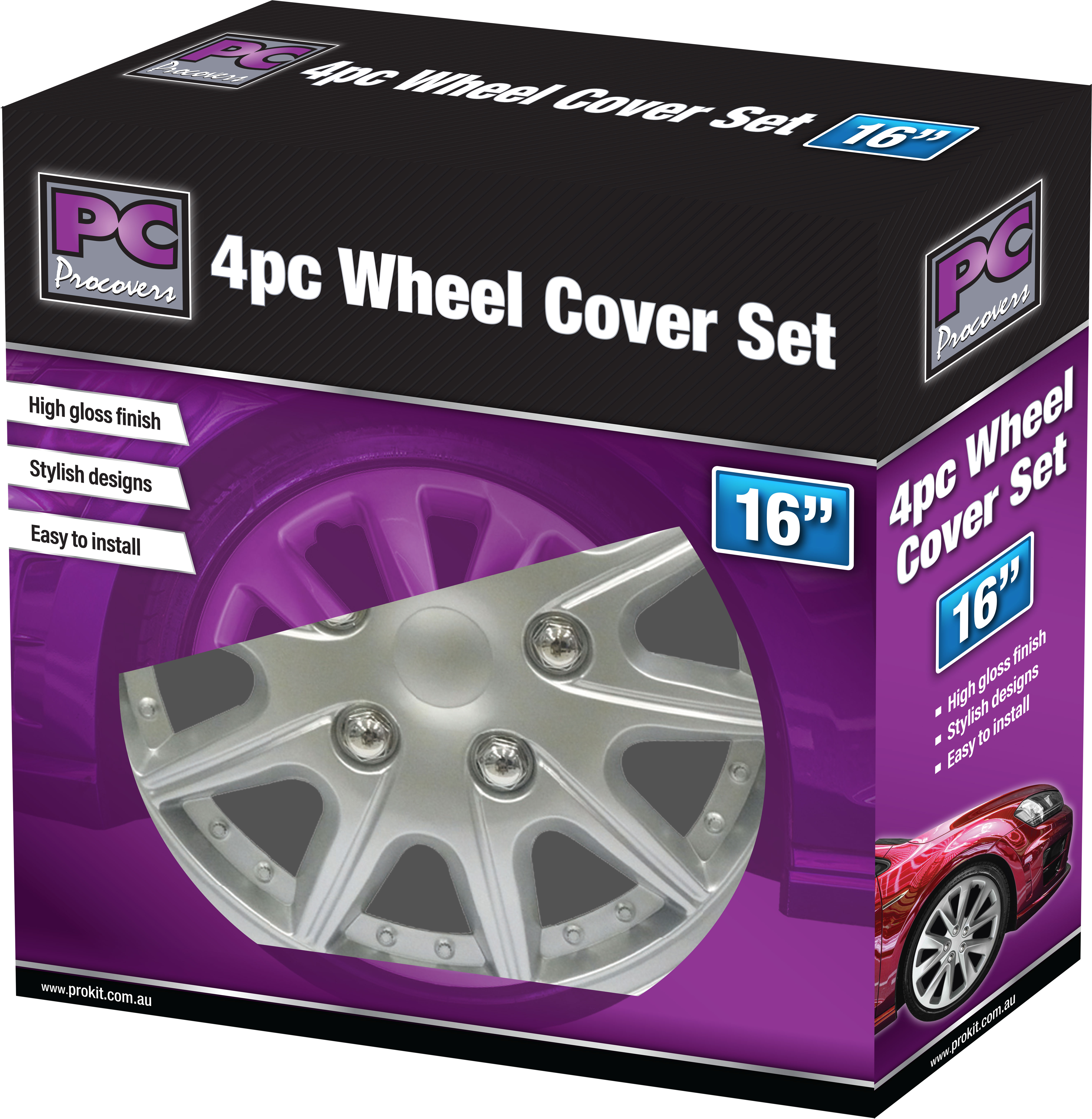 4pc 16″ Silver Wheel Cover Set