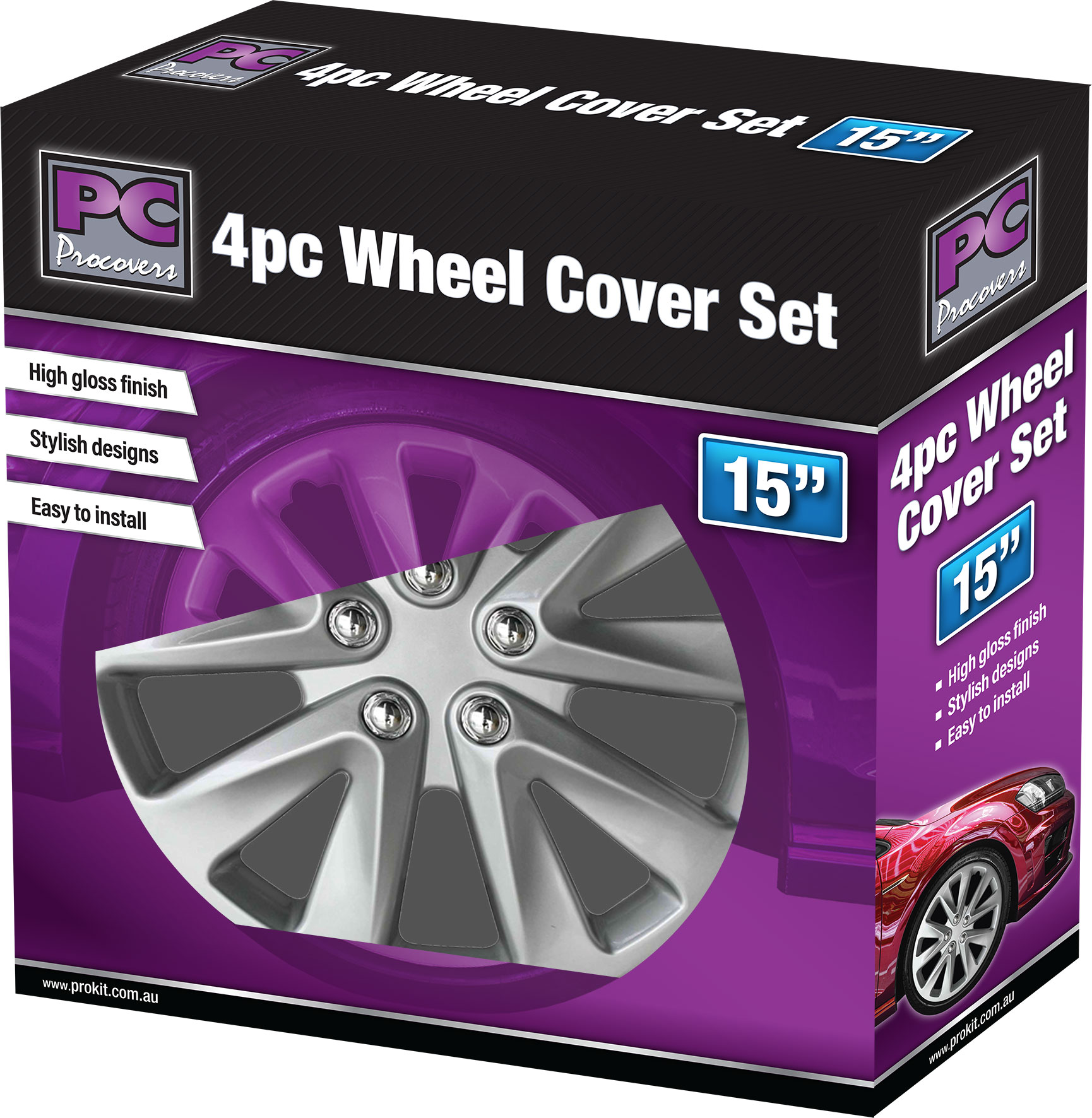 4pc 15″ Silver Wheel Cover Set