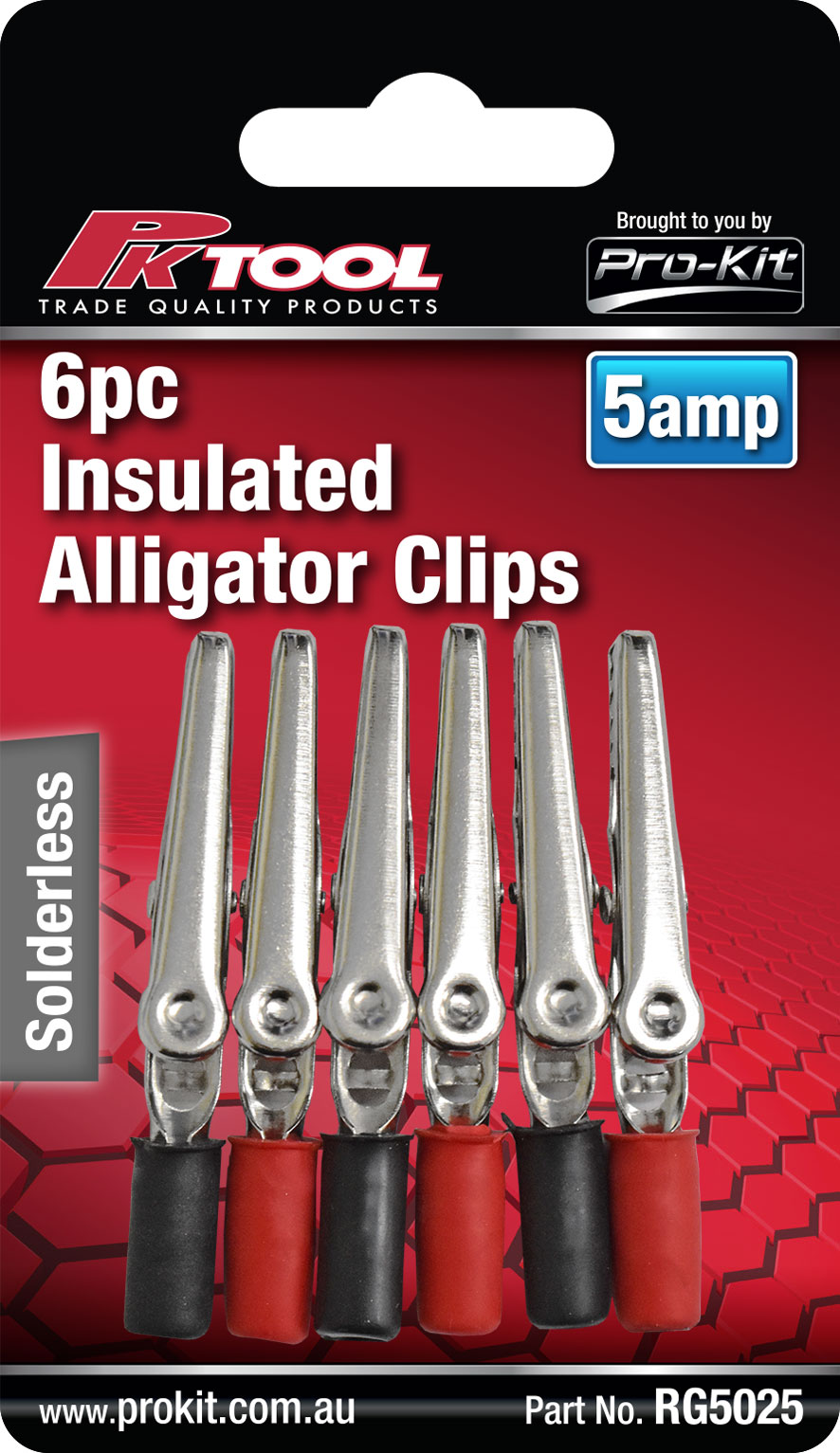 6pc 24V Insulated Alligator Clips 5amp