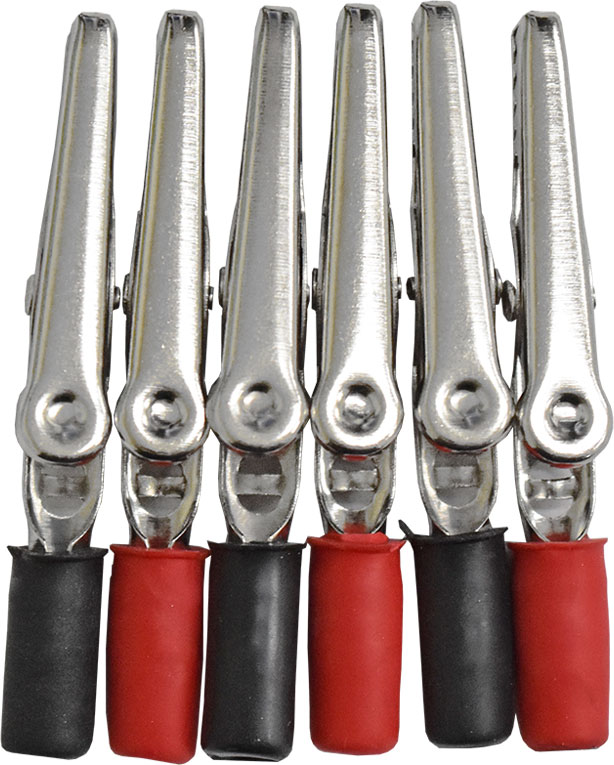 6pc 24V Insulated Alligator Clips 5amp