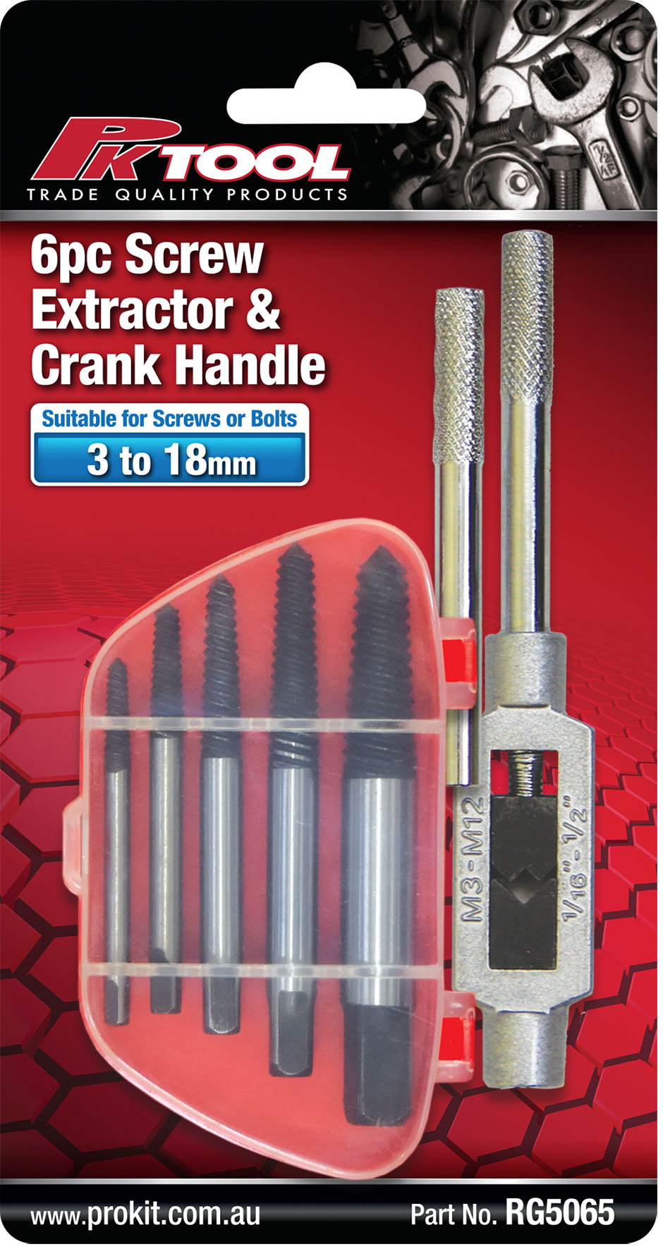 6pc Bolt & Screw Extractor & Handle Set