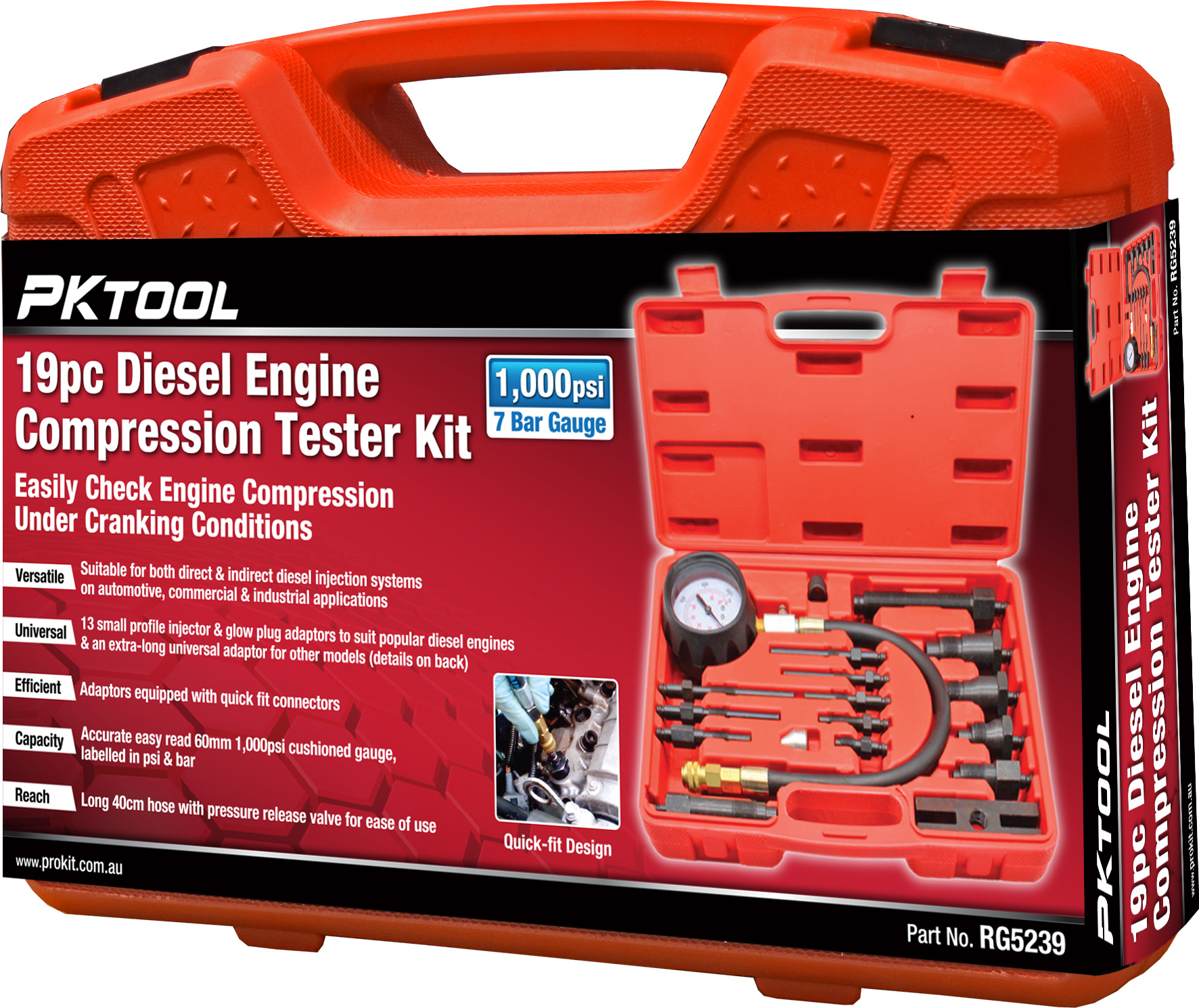 19pc Diesel Engine Compression Tester Kit