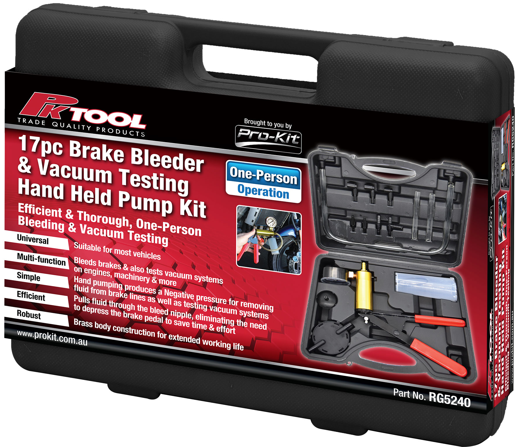 17pc Brake Bleeder & Vacuum Testing Hand Held Pump Kit