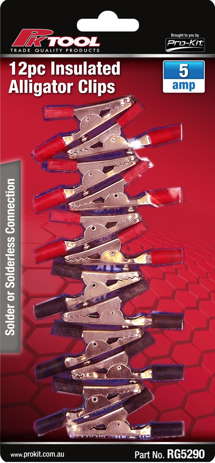 12pc Insulated Alligator Clips 5amp
