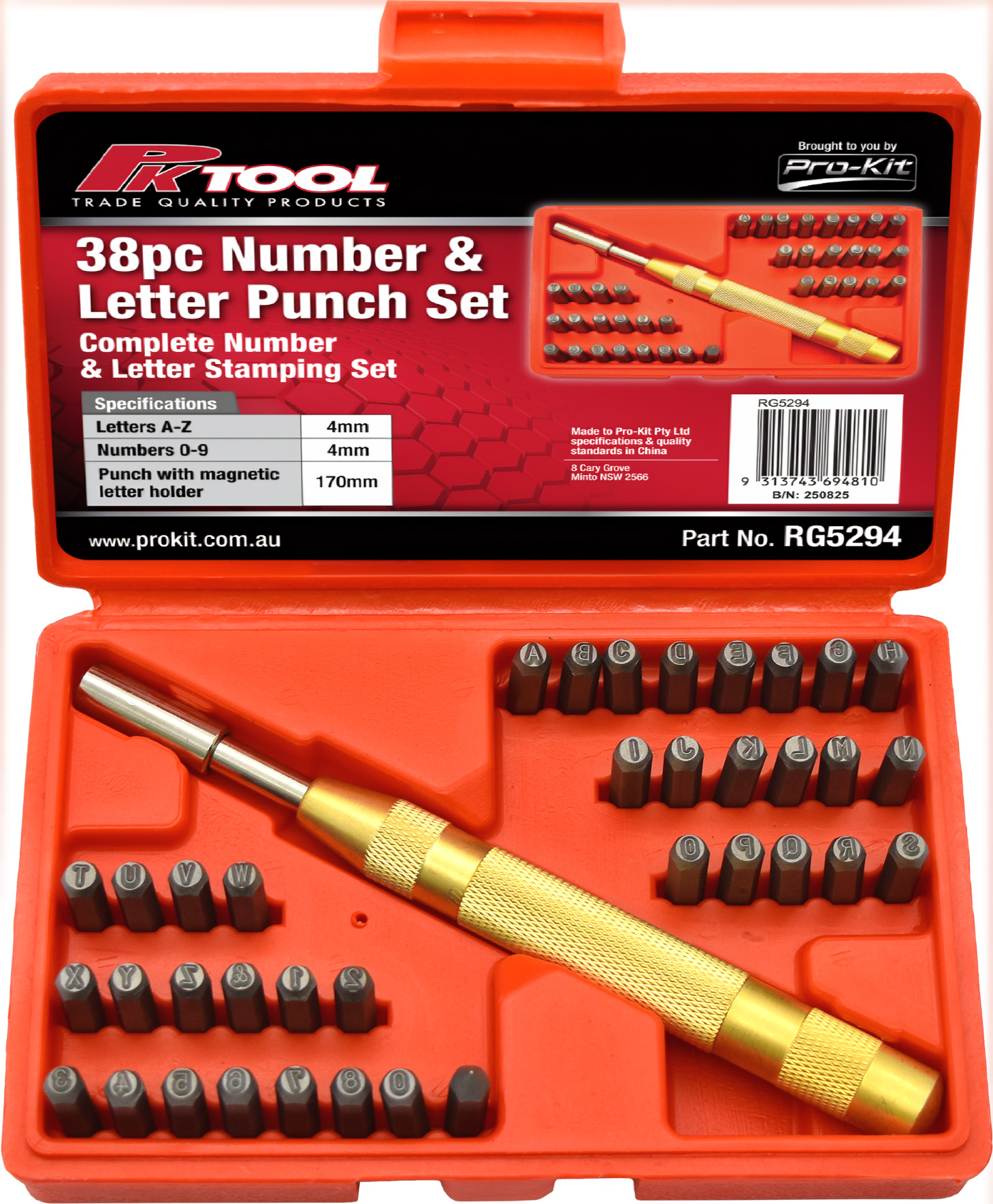 38pc Number & Letter Punch Set