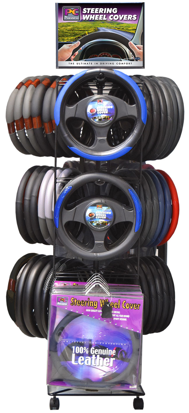 54pc  Premium Steering Wheel Cover Merchandiser
