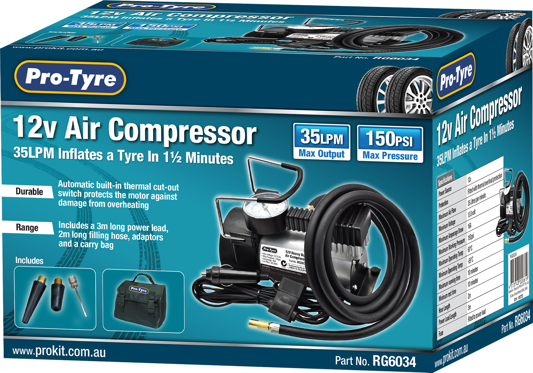 AIR COMPRESSOR – 12V 150PSI 30LPM HEAVY DUTY