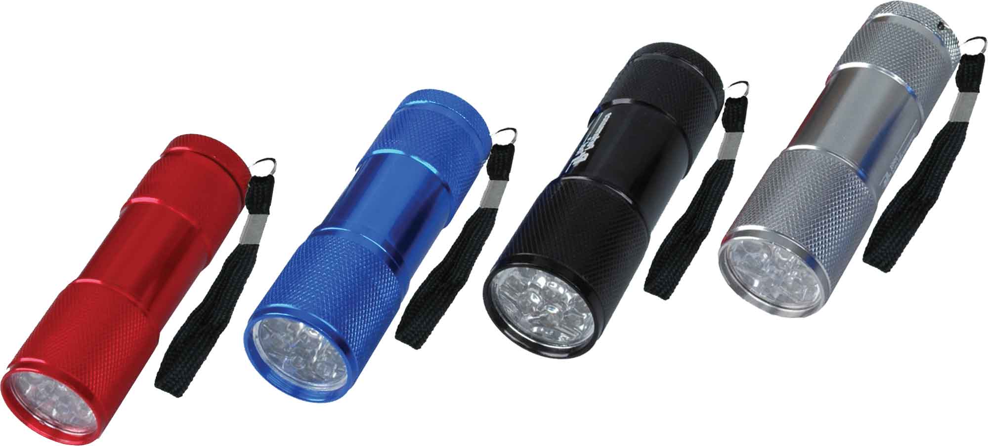 ALLOY BODY TORCH  90mm 9LED in 16pc POS DISPLAY