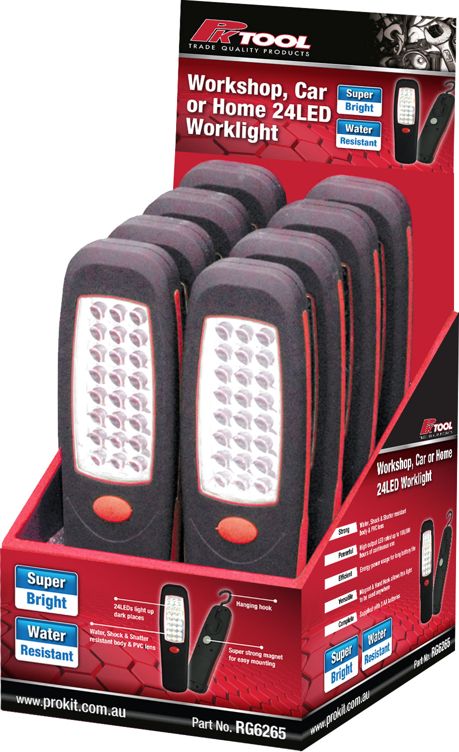 8pc 24LED Work Light with Batteries in Pos Display