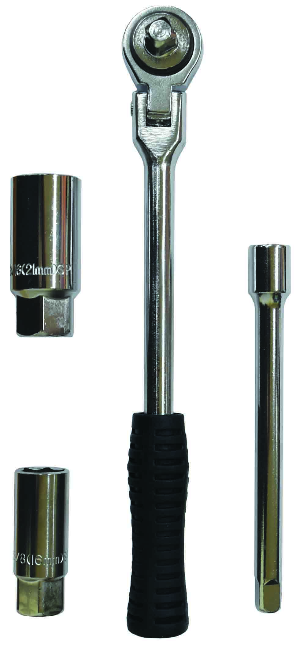 4pc 3/8” DR FLEXI-RATCHET SPARK PLUG SPANNER SET