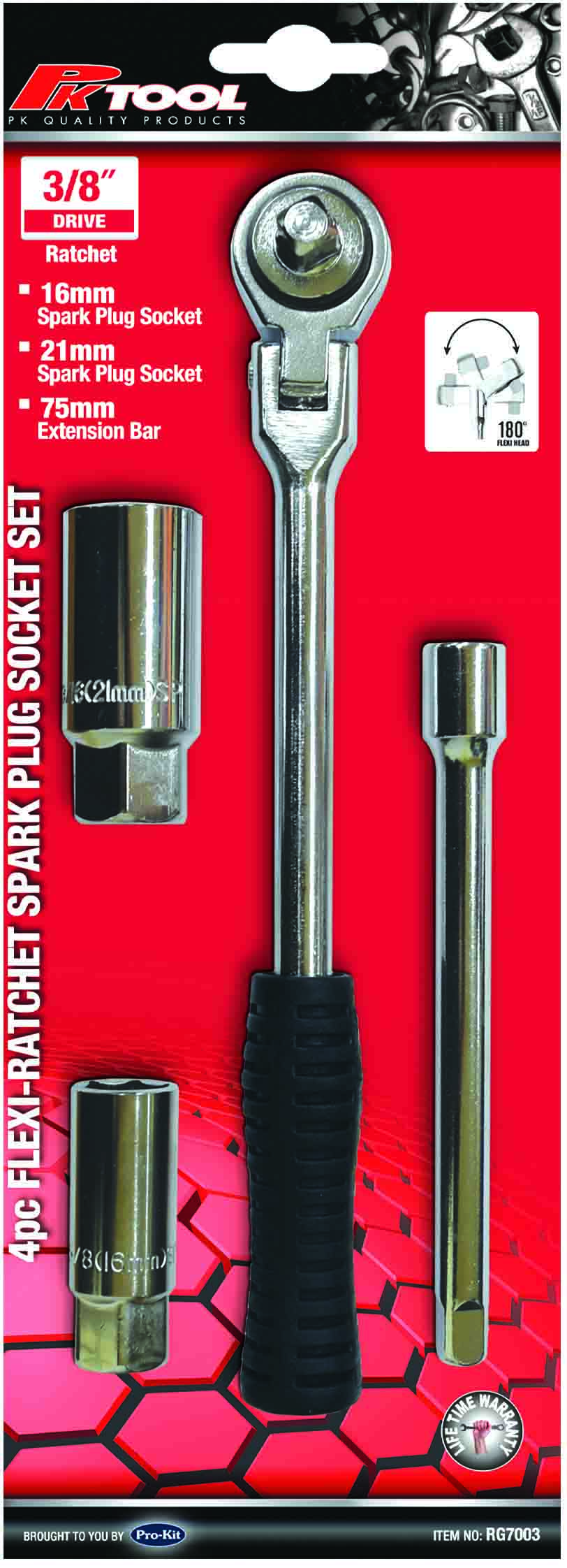 4pc 3/8” DR FLEXI-RATCHET SPARK PLUG SPANNER SET