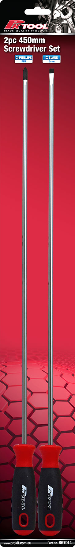 2pc 450mm Phillips & Blade Long Screwdriver Set