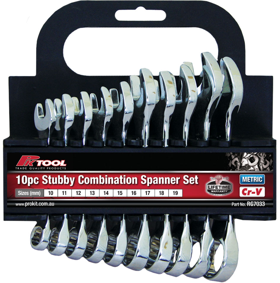 10pc STUBBY COMBINATION SPANNER SET
