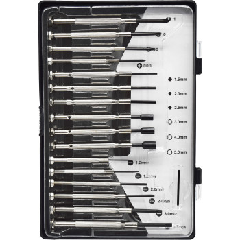 16pc Phillips, Blade, Hex Precision Screwdriver & Mini Socket Set