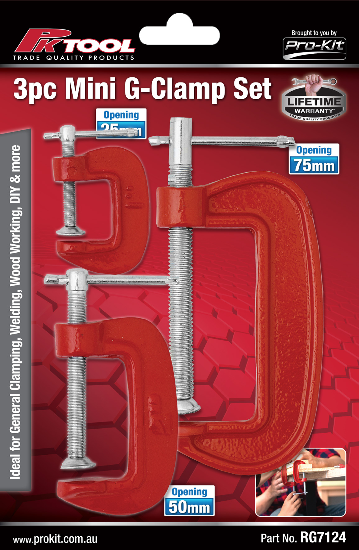 3pc Mini G-Clamp Set