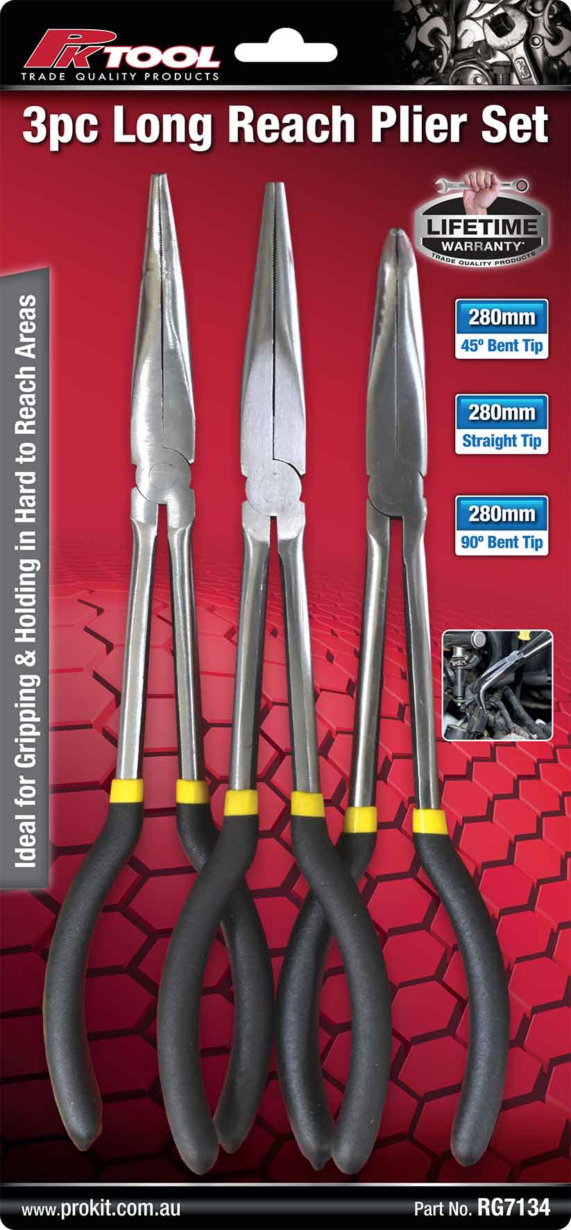 3pc 280mm (11”) LONG NOSE LONG HANDLE PLIER SET