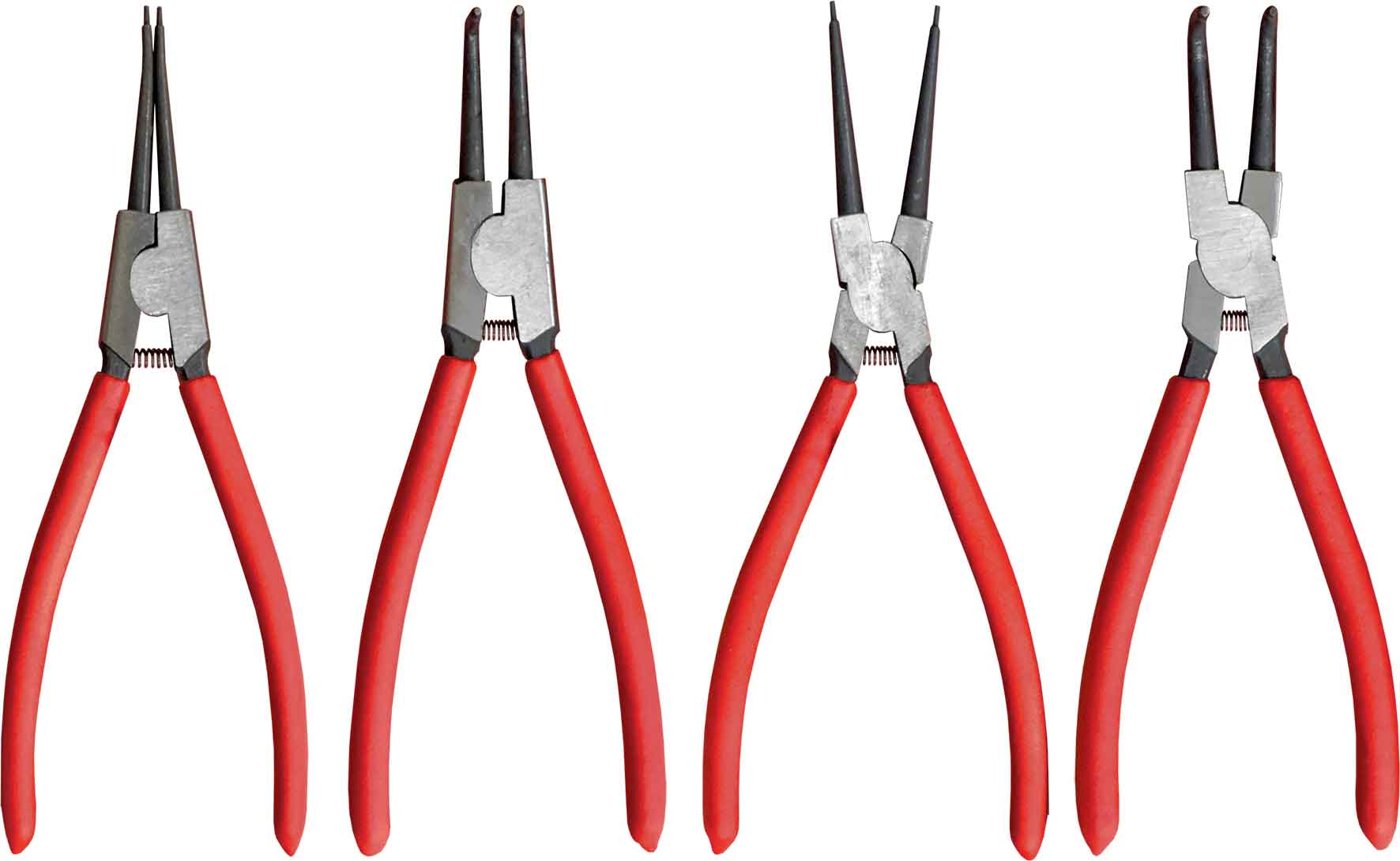 4pc 175mm (7”) STRAIGHT & 90º NOSE CIRCLIP PLIER SET