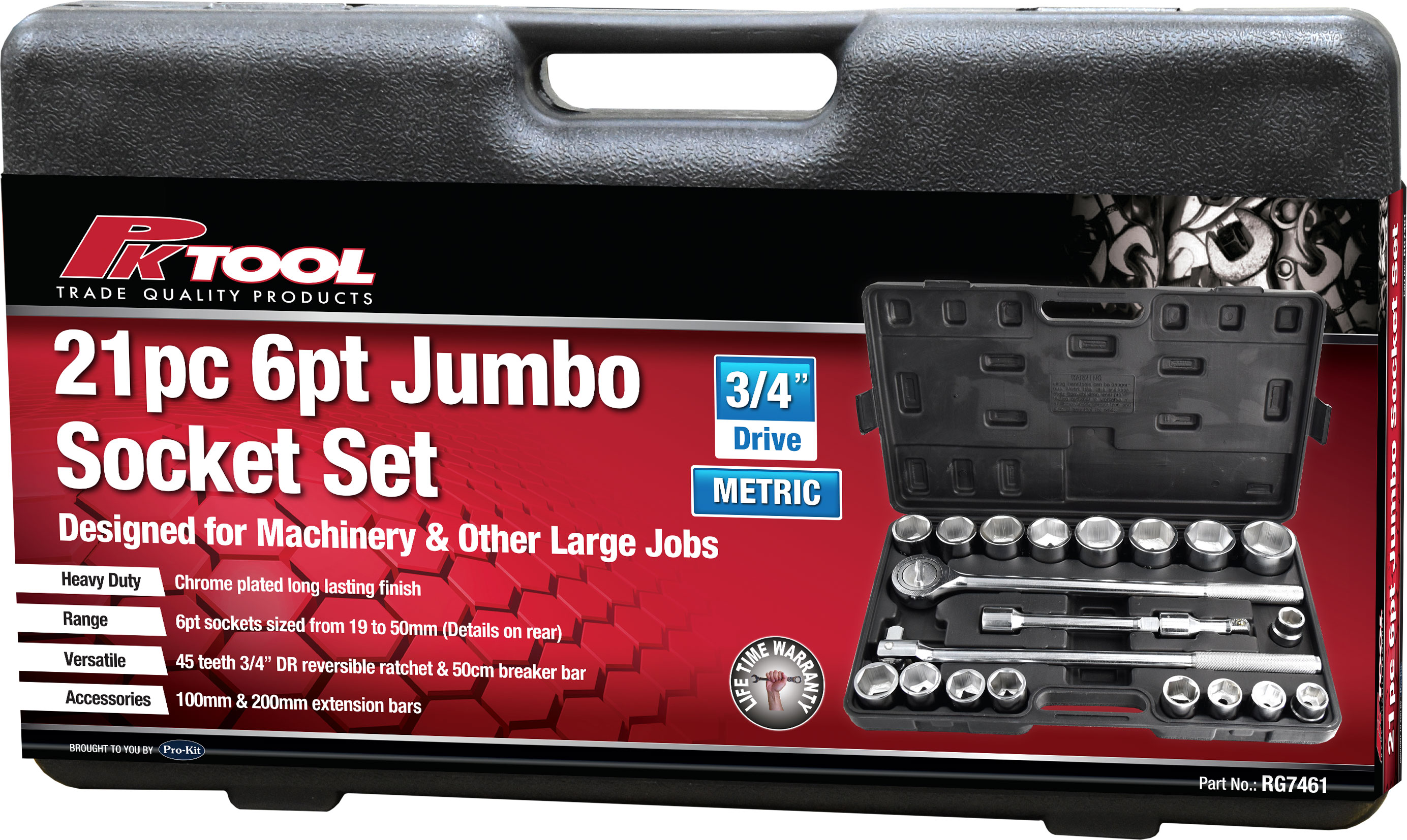 21pc 3/4” Dr Jumbo Metric Socket Set
