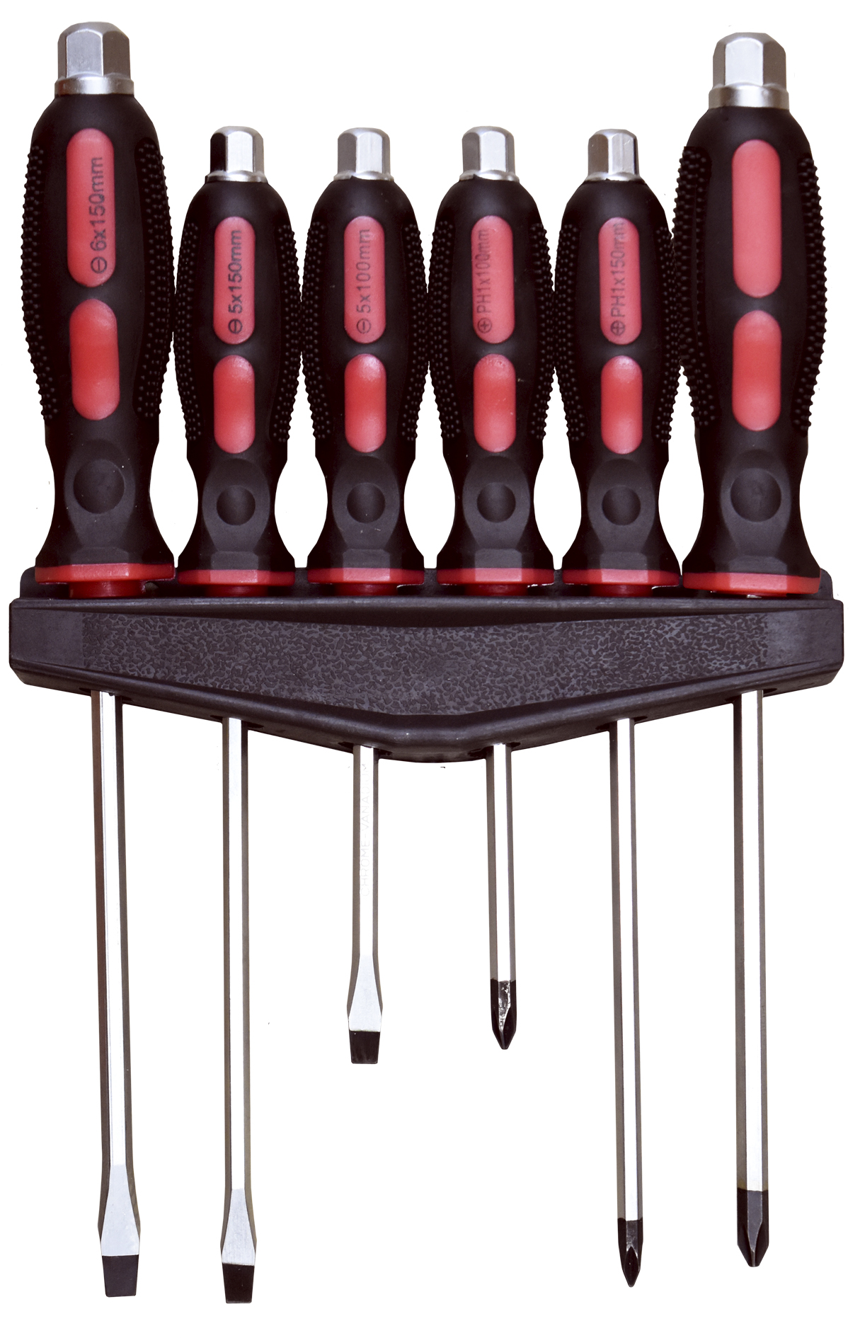 6pc Heavy Duty Tang Through Screwdriver Set with Hex Head