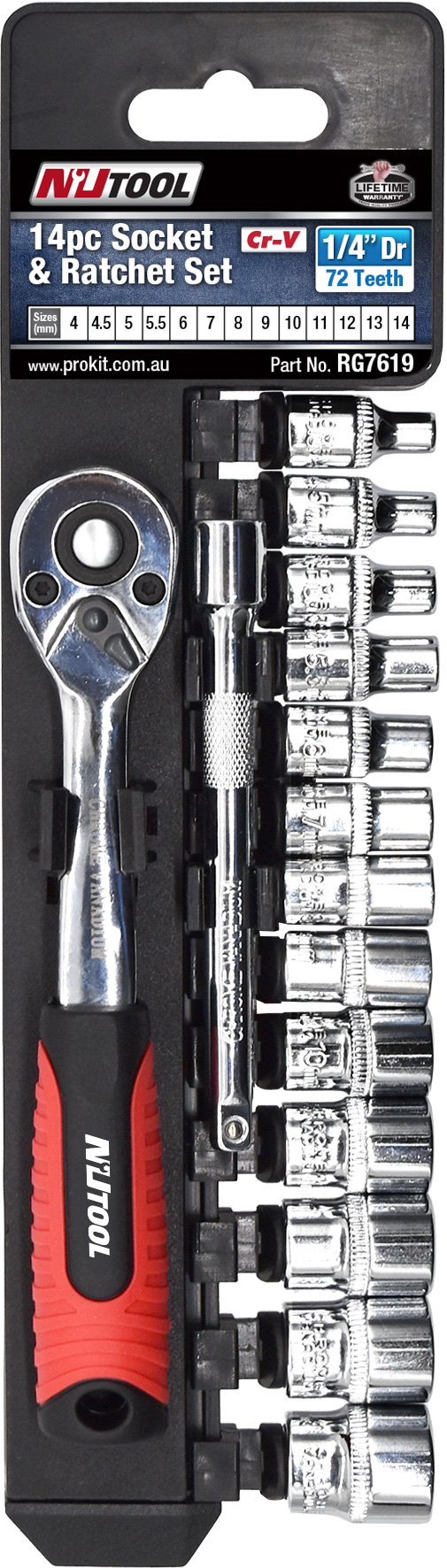 14pc 150mm 1/4” Dr Metric Socket & Ratchet Set