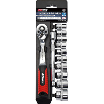 11pc 200mm 3/8” Dr Metric Socket & Ratchet