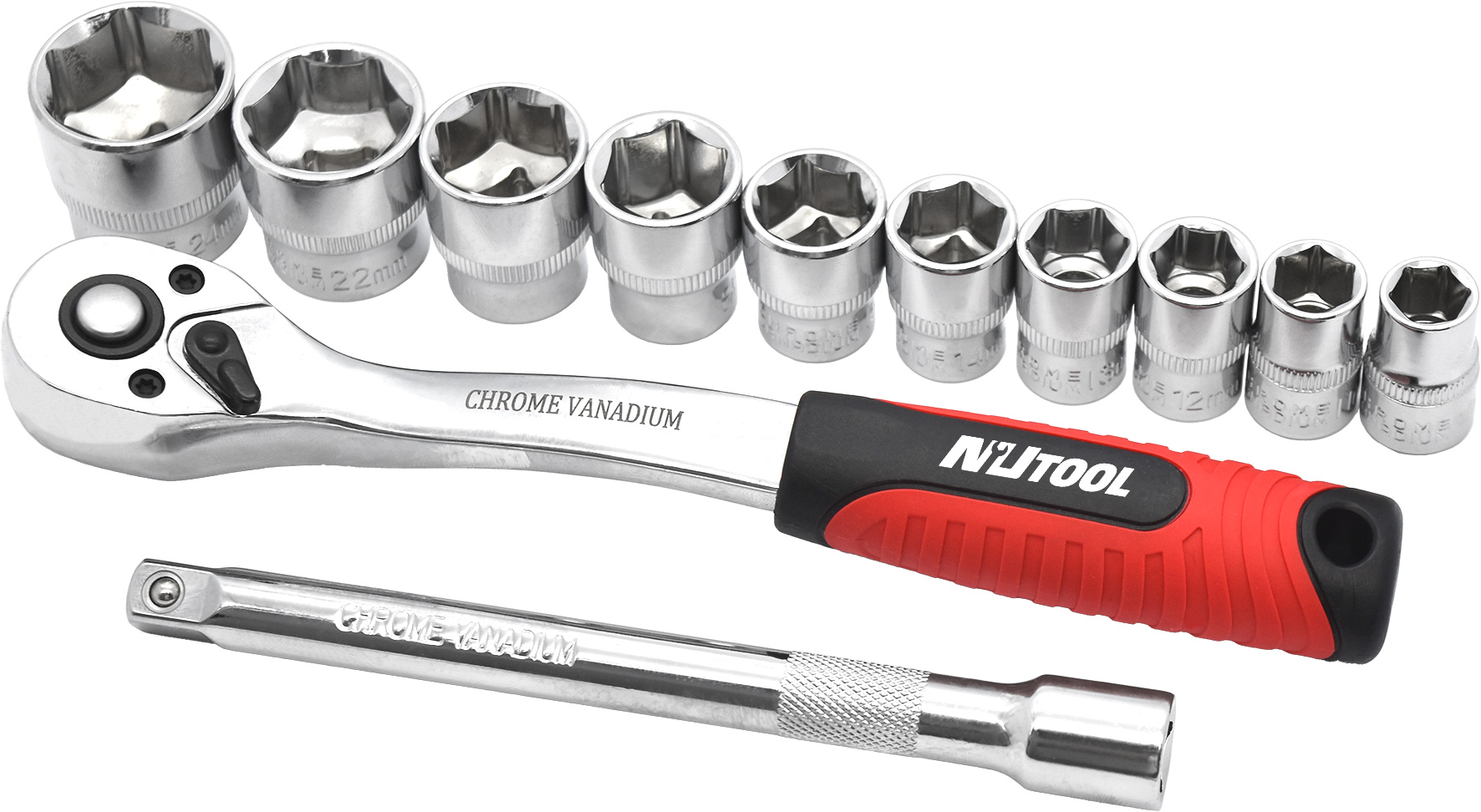 11pc 200mm 3/8” Dr Metric Socket & Ratchet