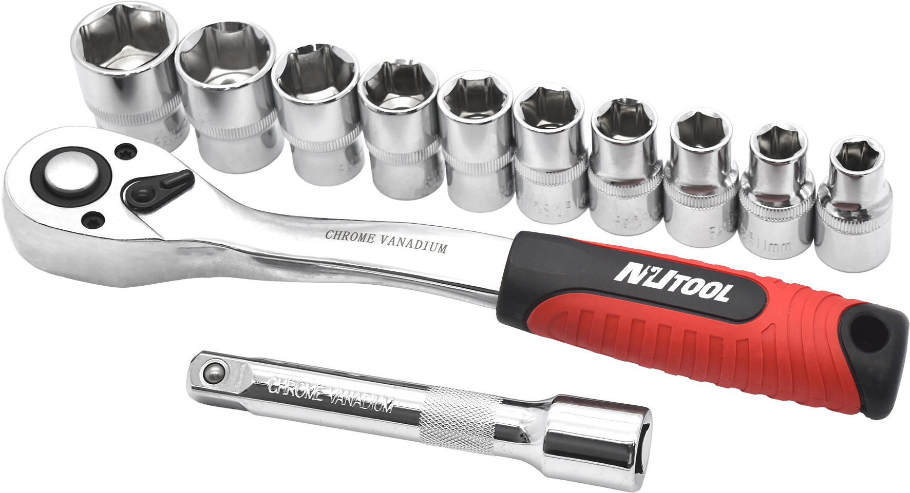 11pc 250mm 1/2” Dr Metric Socket & Ratchet