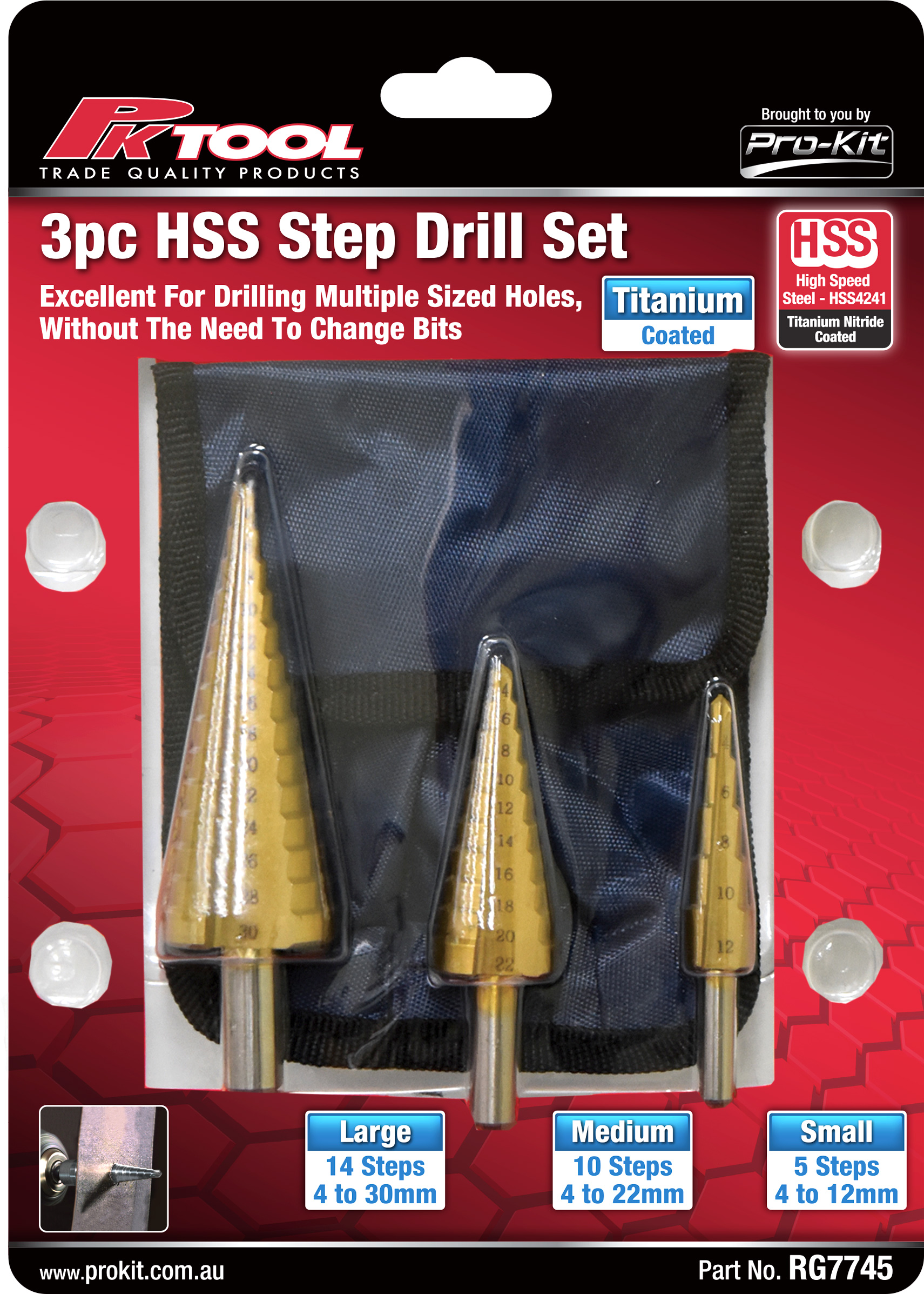 3pc HSS Step Drill Set