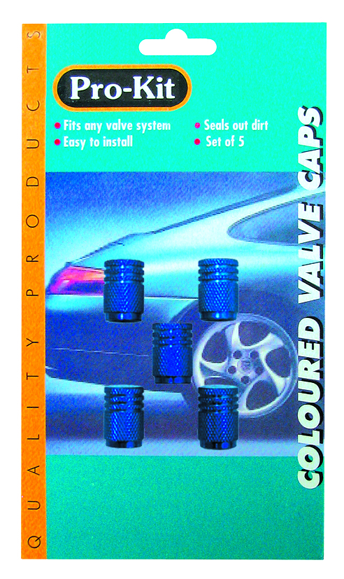 VALVE CAPS – 5pc ANODIZED BLUE