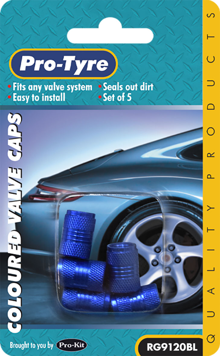 VALVE CAPS – 5pc ANODIZED BLUE