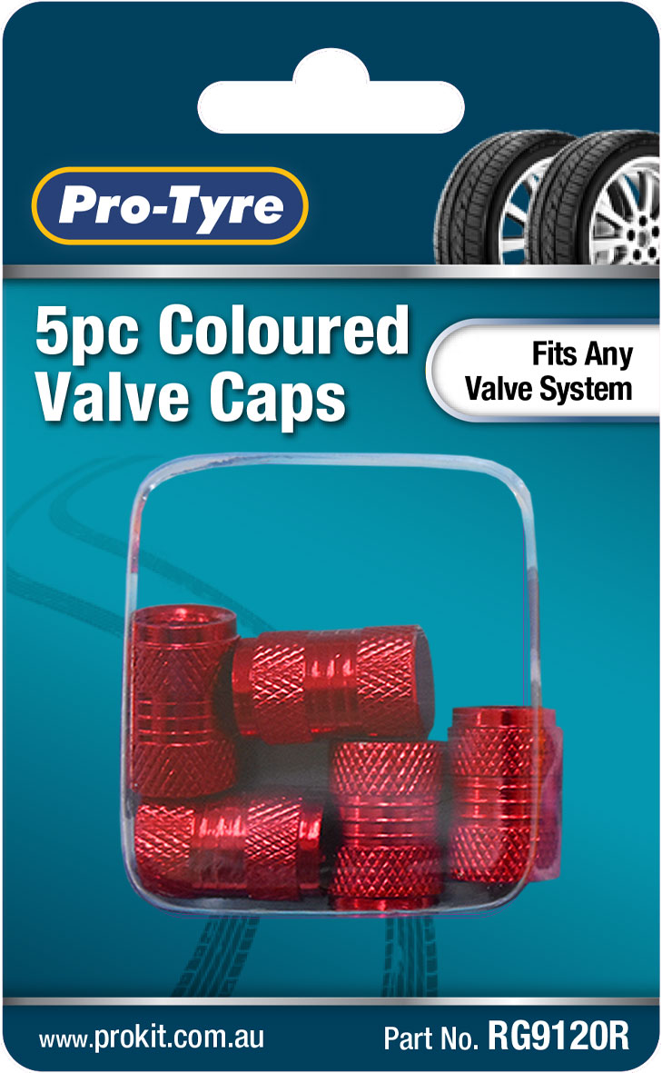 VALVE CAPS – 5pc ANODIZED RED