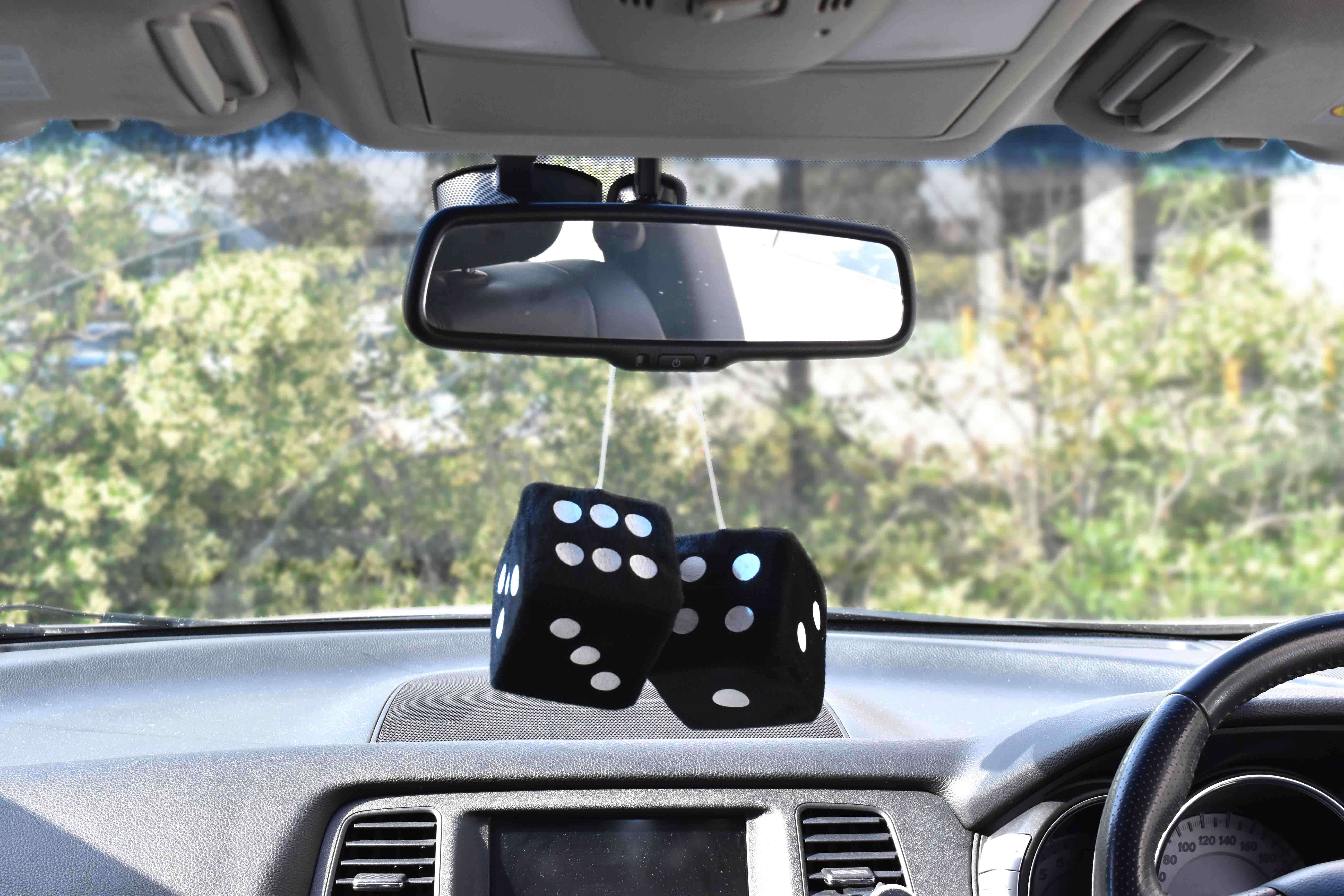 Jet Black Hanging Fluffy Dice