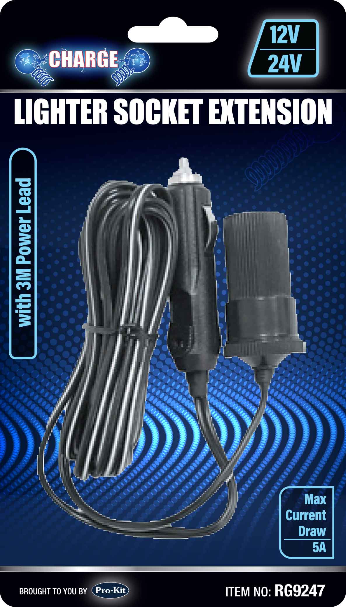 12/24v Single Lighter Socket with Twin Core Lead 5amp