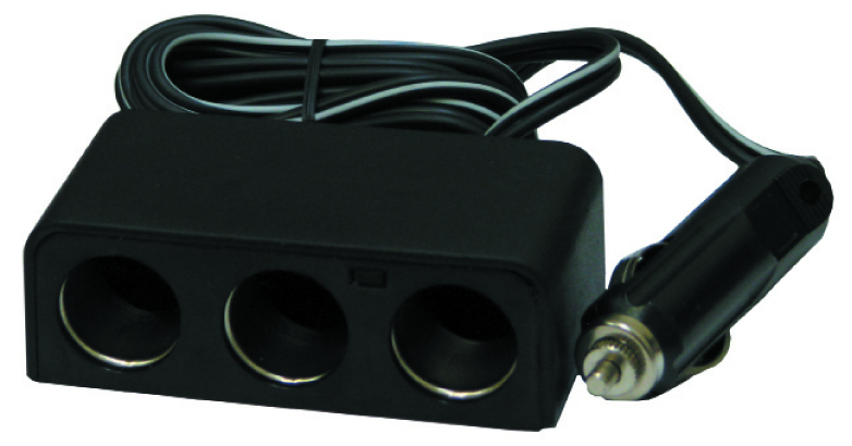 CIGARETTE LIGHTER ACCESSORY SOCKET – WITH 3 OUTLETS & 2MTR COILED WIRE 12/24V