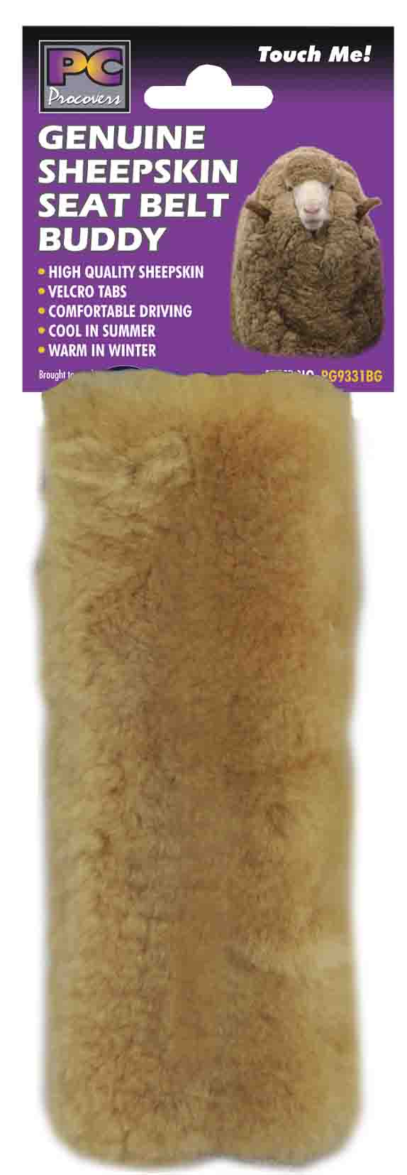 Beige Sheep Skin Seatbelt Buddy