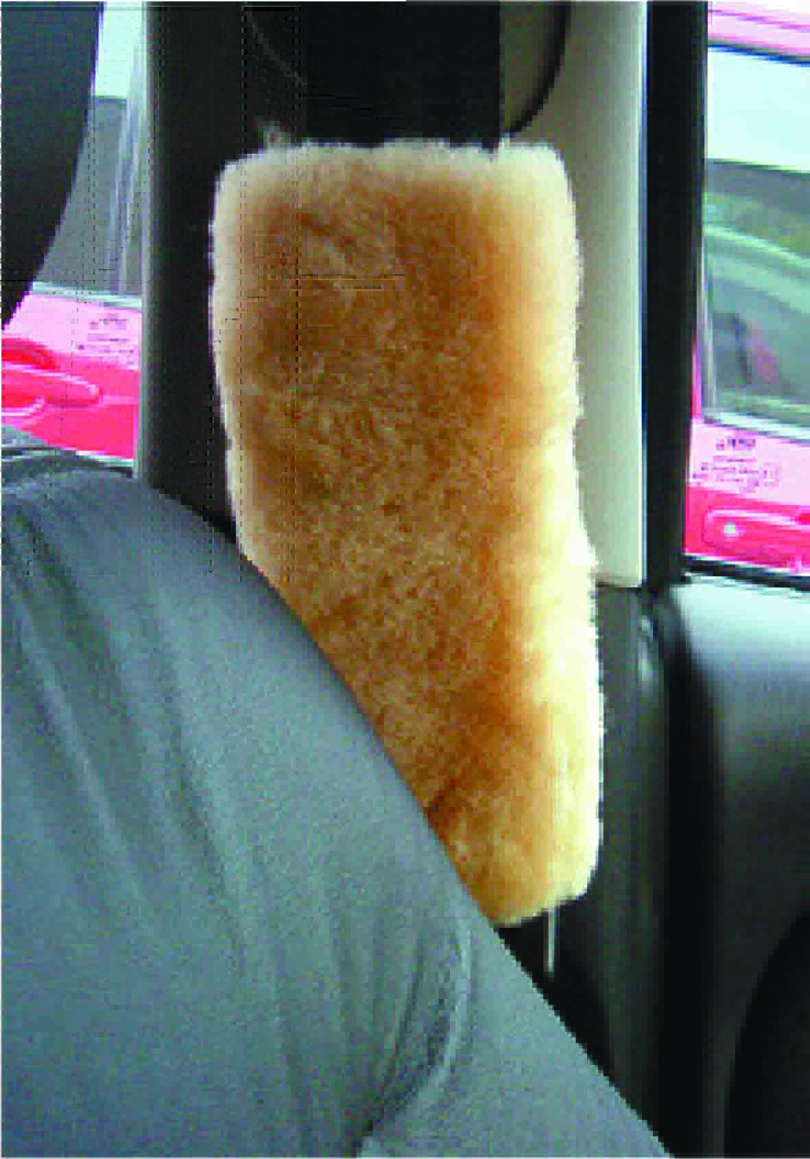 Beige Sheep Skin Seatbelt Buddy