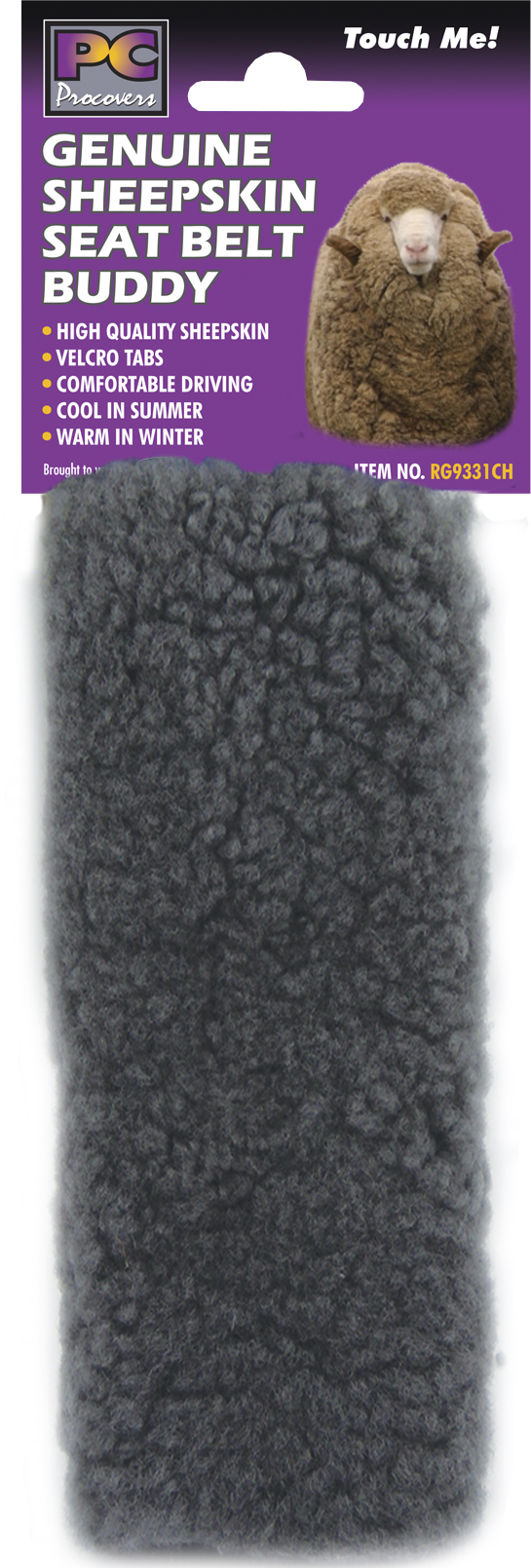Charcoal Sheep Skin Seatbelt Buddy